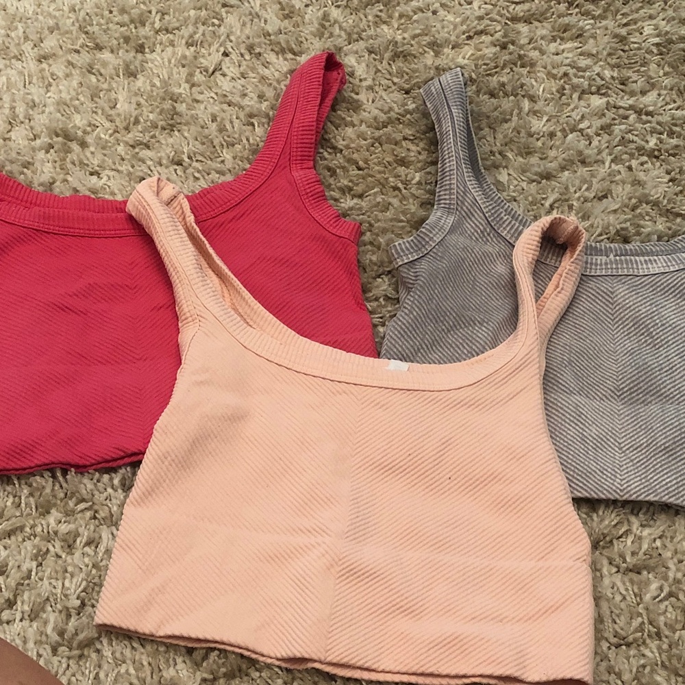Nikibiki Women's Ribbed Tank Tops - Red, Peach, Gray